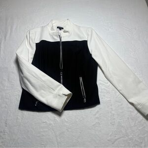 Worth New York Colorblock Zip Black and White Jacket